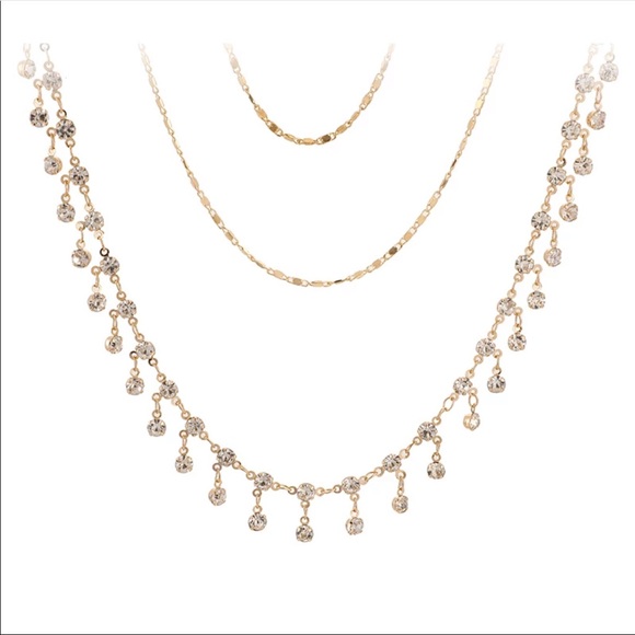 Layered Rhinestone Droplet Choker - Picture 2 of 4